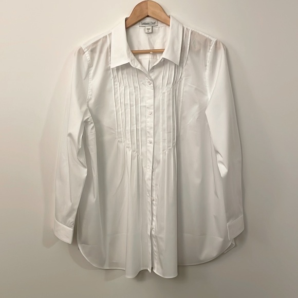 White tuxedo shirt with pin tuck pleating - Picture 1 of 4